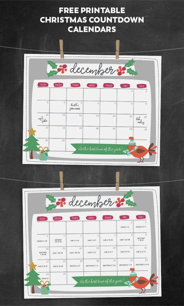 Free Printable Christmas Calendar
