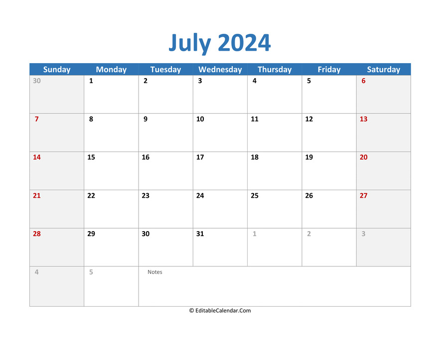 Free Printable July 2024 Calendar Editable Rodie Wilona