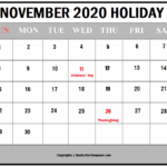 Free Printable November 2020 Calendar Template In PDF Excel Word