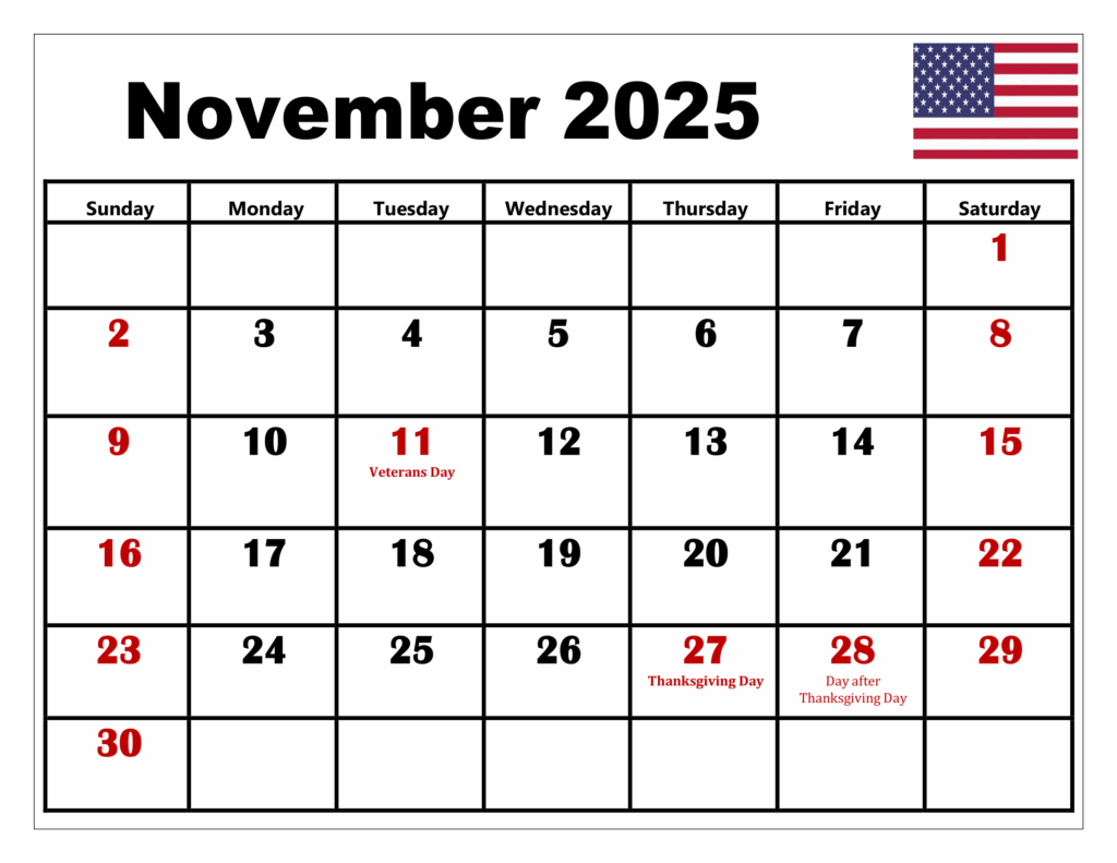 Free Printable November Calendar 2025 Ashley C Wilmot
