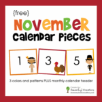 FREE Printable November Pocket Chart Calendar Numbers And Header From