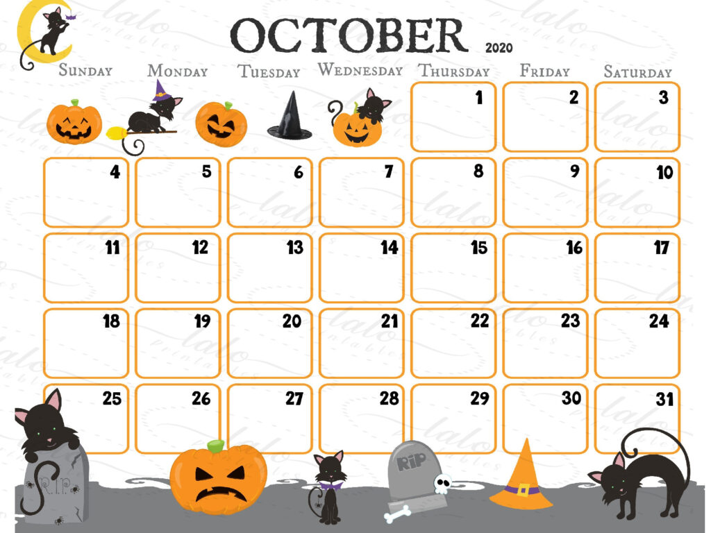 Free Printable October Halloween Calendar Adel Nataline