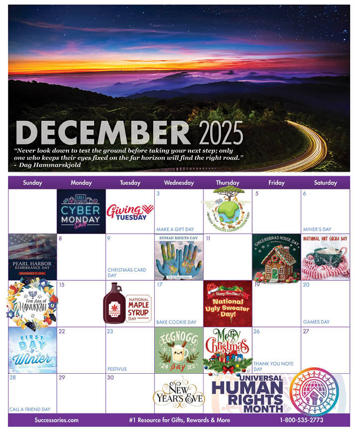Fun December Calendar With Workplace Holidays Successories
