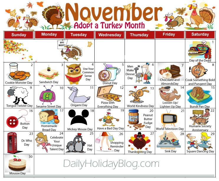 Fun November Calendar Printable And Enjoyable Learning