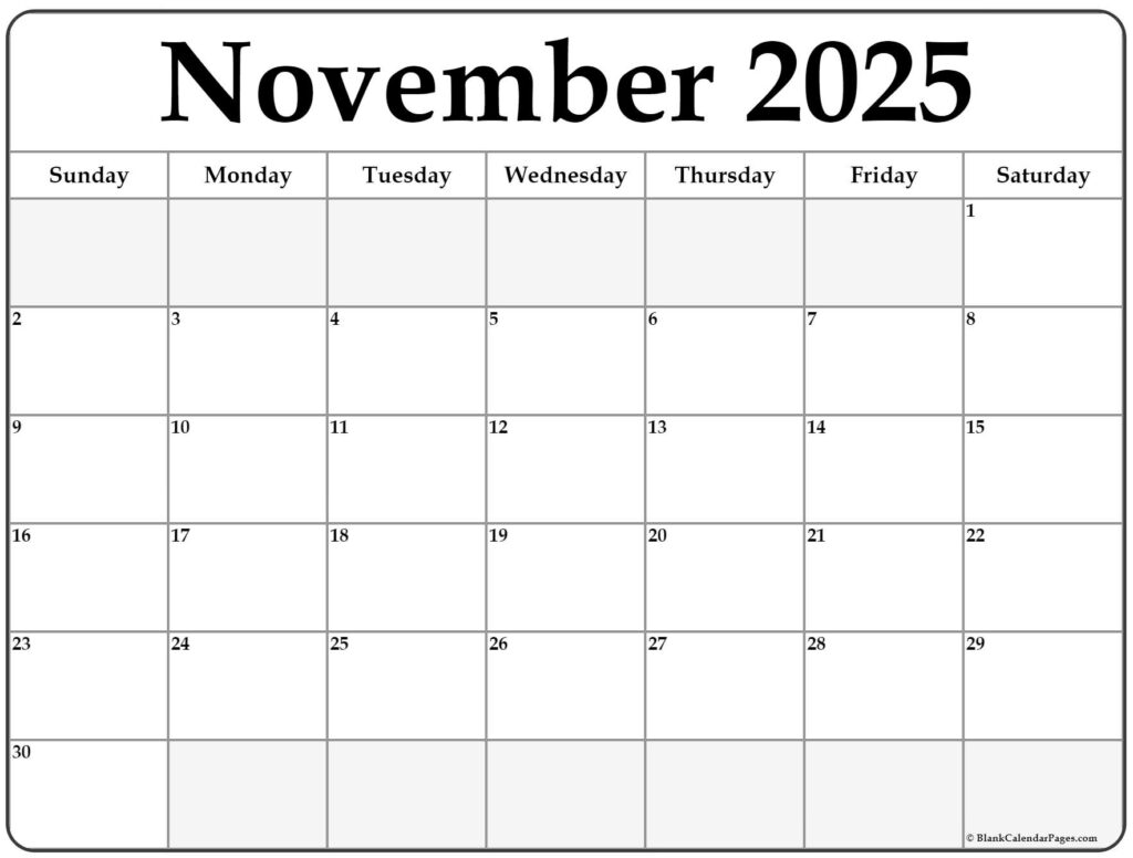 Get Ready For November 2025 Free Printable Calendars To Organize Your 