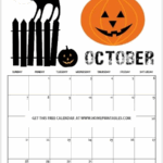 Halloween October calendar Home Printables