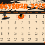 Halloween Theme Printable October Calendar