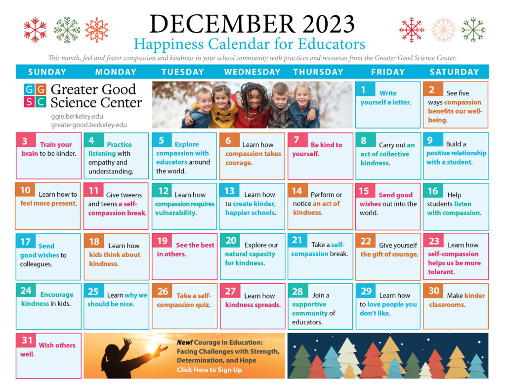 Happiness Calendar December 2025 Nora Thelma