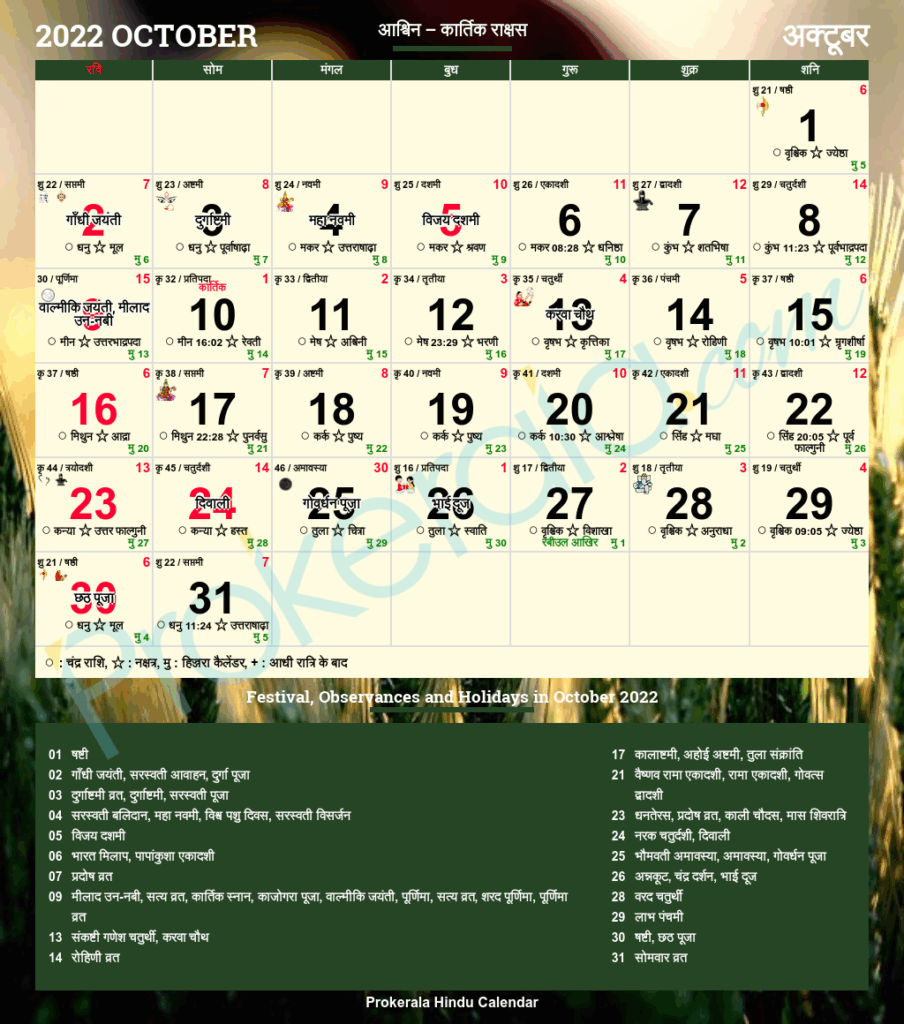 Hindu Calendar 2022 Festivals Holidays 2022