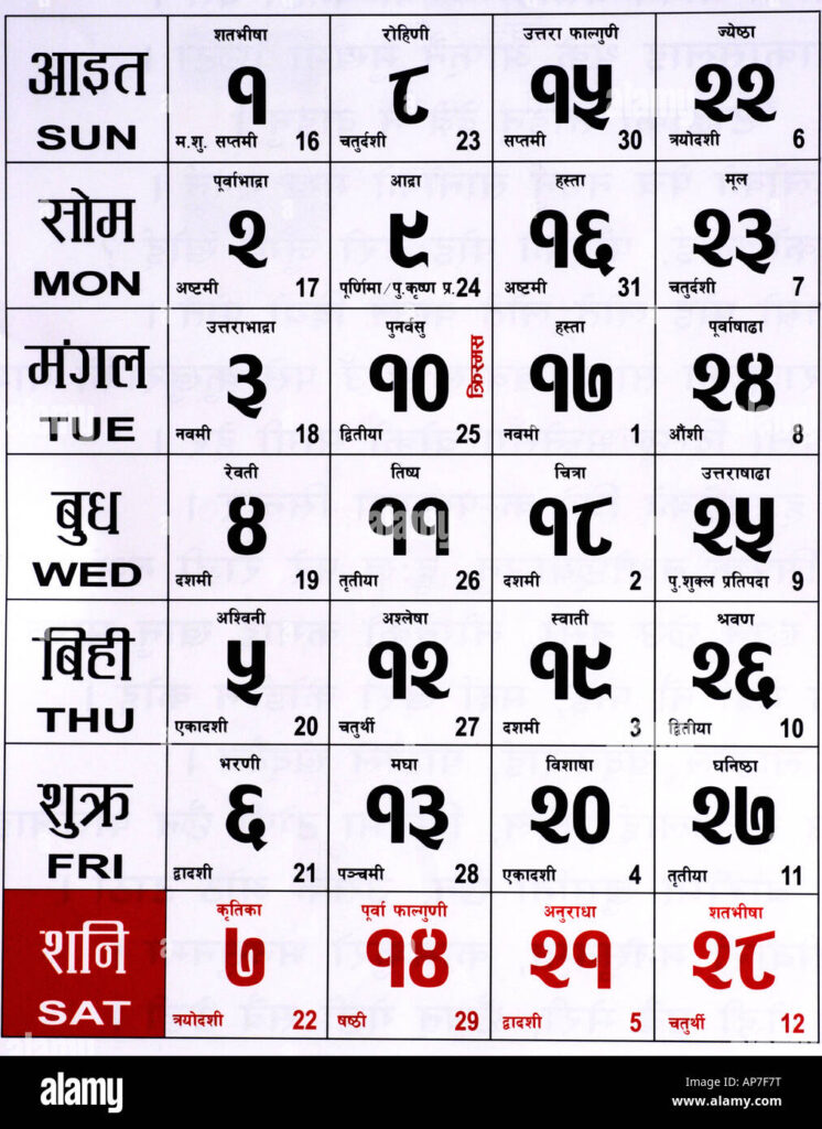 Hindu Calendar Hi res Stock Photography And Images Alamy