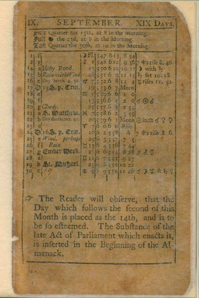 Interesting History September 1752 Calendar BhaviniOnline 