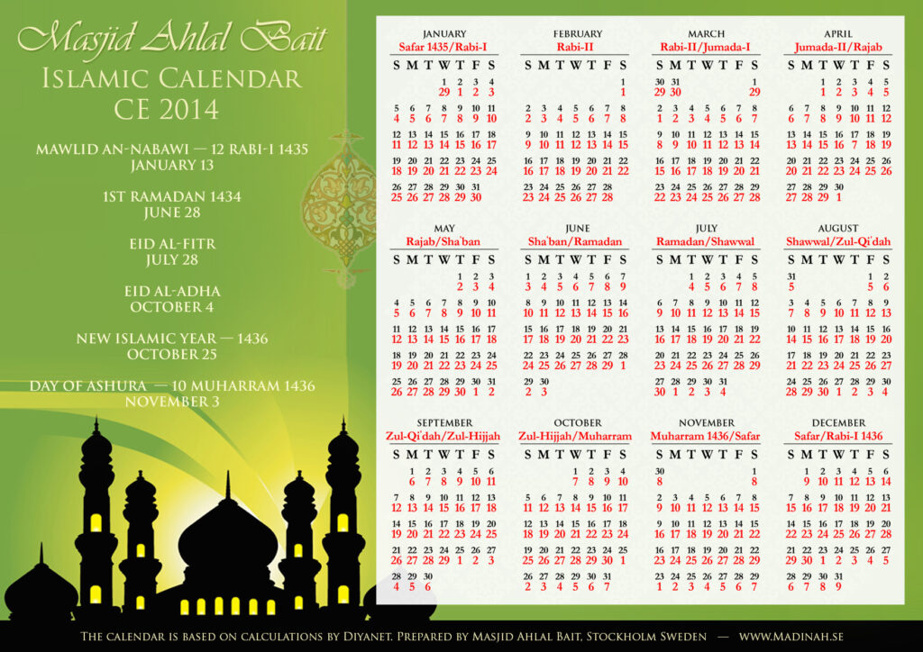 Islamic Months Calendar 2025 J Gloria Butler