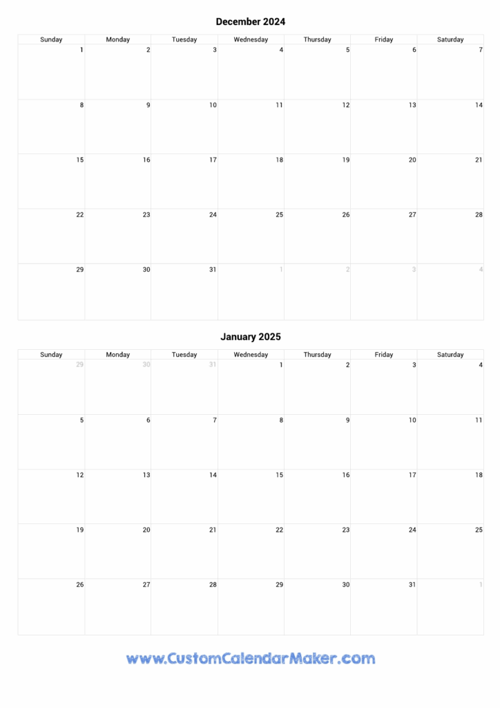 January Through December 2025 Calendar Printable Free Nadia Brooklyn