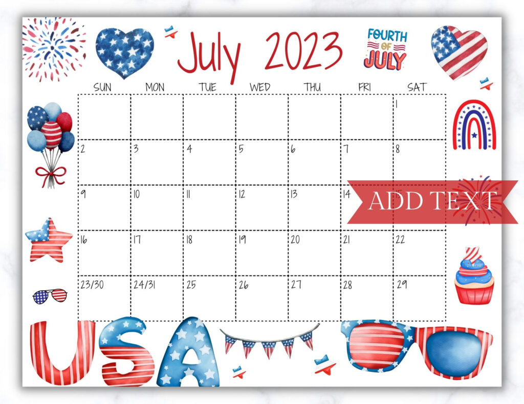 July 2023 Calendar Editable Printable Calendars AT A GLANCE