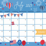 July 2023 Calendar Independence Day Patriotic 4th Of July US Etsy In