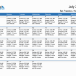 July 2024 Sunrise And Sunset Calendar For San Francisco PDF Excel Word