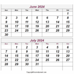 July 2024 To June 2024 Calendar Template Melly Sonnnie