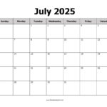 July 2025 Calendar Printable PDF Blank Templates Print Now