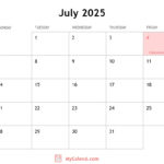 July 2025 Calendar With Holidays Printable Free Download R Eugene McCurdy