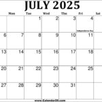 July 2025 Printable Calendar Calendar20