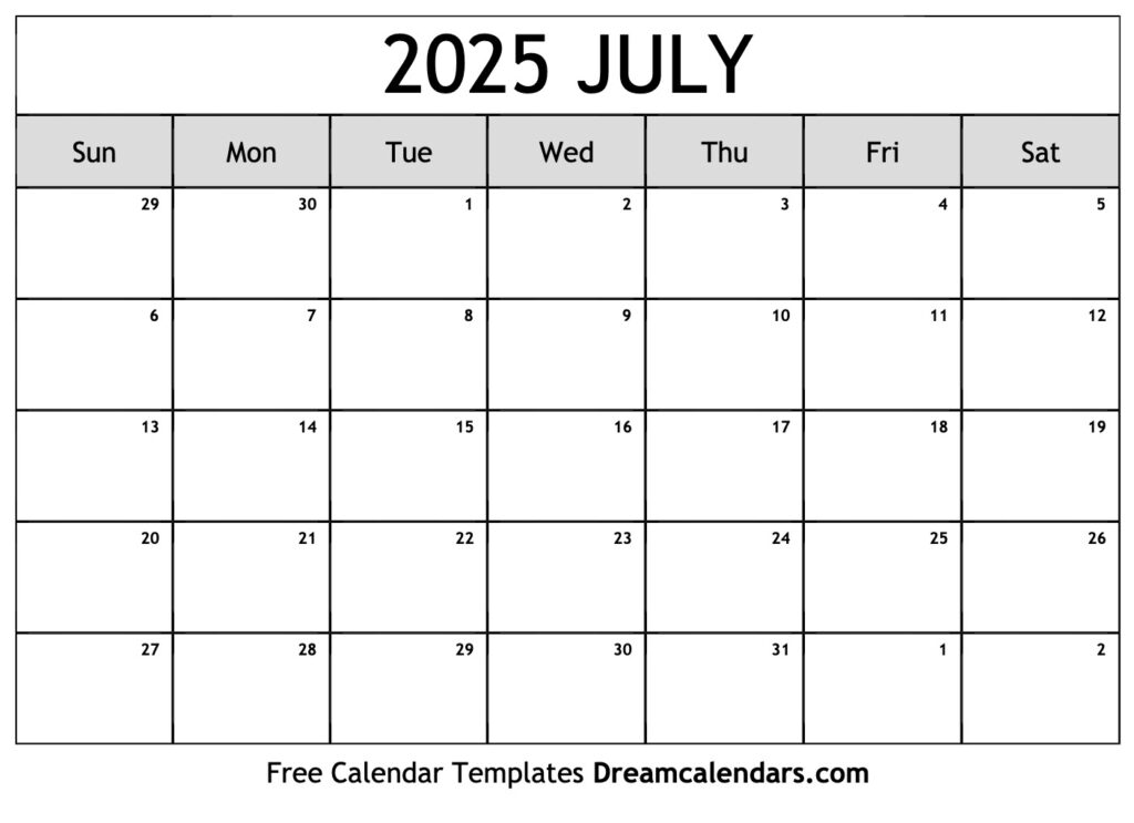 July 2025 Printable Calendar Free Download Timothy S Brodney