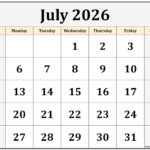 July 2026 Calendar Free Printable Calendars