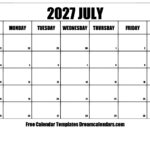 July 2027 Calendar Free Printable With Holidays And Observances