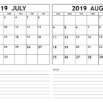 July And August Printable Calendar