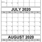 July August Printable Calendar