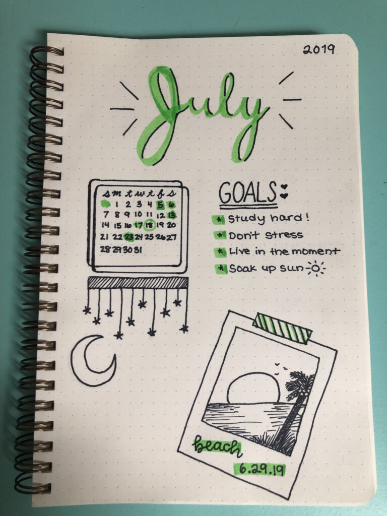 July Bullet Journal Calendar Printable And Enjoyable Learning