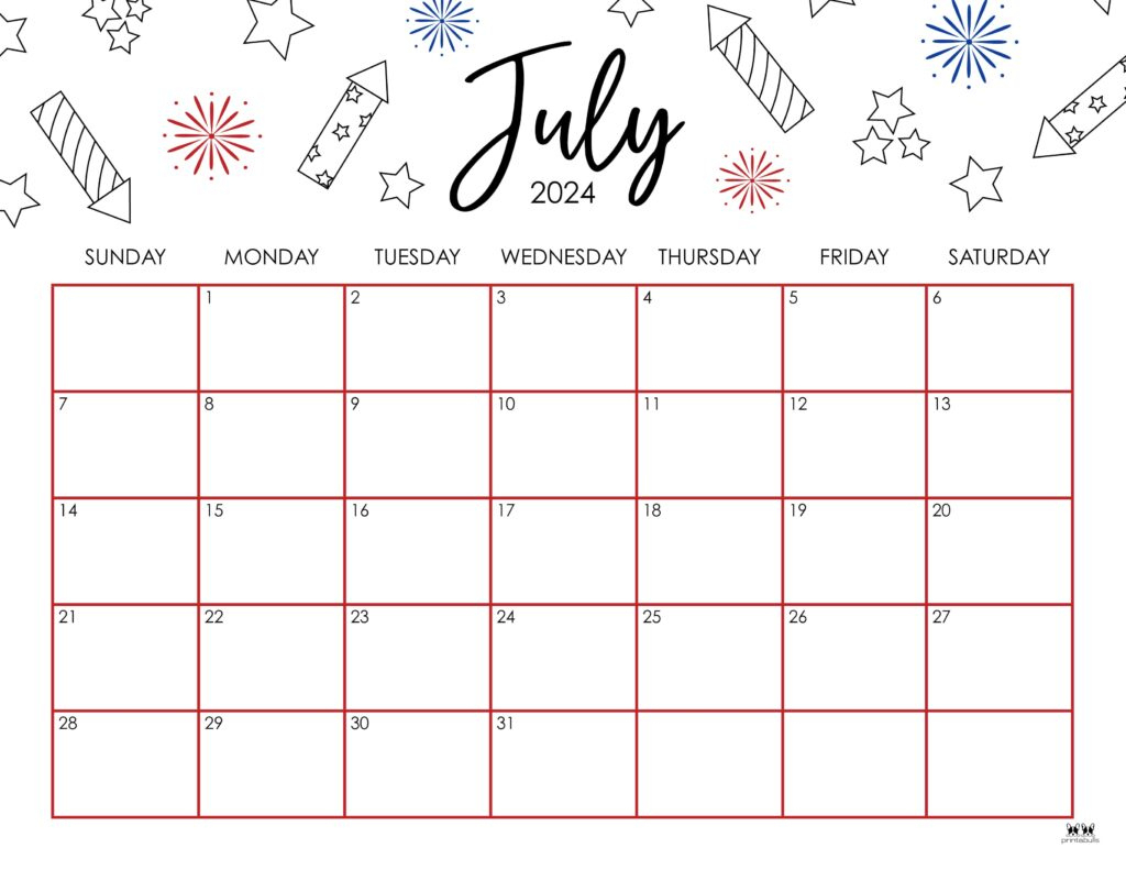 July Calendar Printable Cute 2024 Printable Calendar 2024