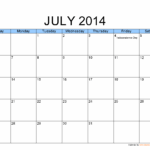 July Monthly Calendar Printable