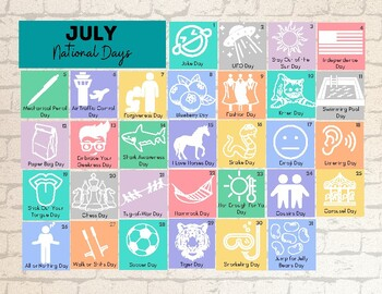 JULY NATIONAL DAYS Calendar Of Fun Wacky Holidays By Stacey Delmhorst