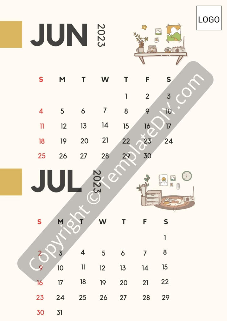 June July 2023 Calendar Printable Template In PDF Word Excel