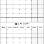 June July Calendar Printable