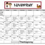 Kindergarten November Homework Calendar Editable By Kindergarten Life