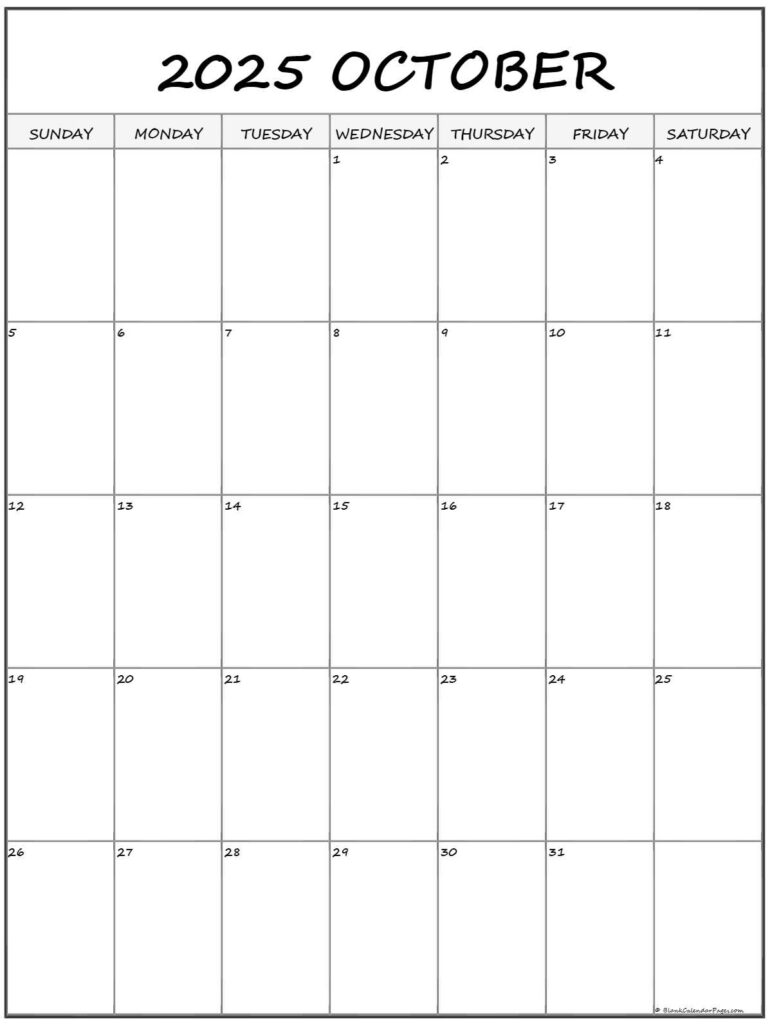 Large Printable October Calendar