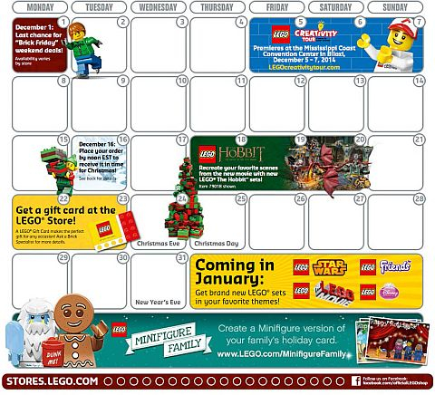 LEGO Store Calendar December Offers