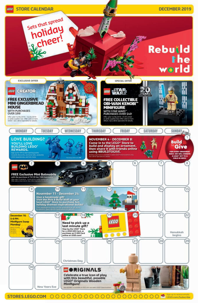 Lego Store December 2025 Calendar Alexandra J Pickering