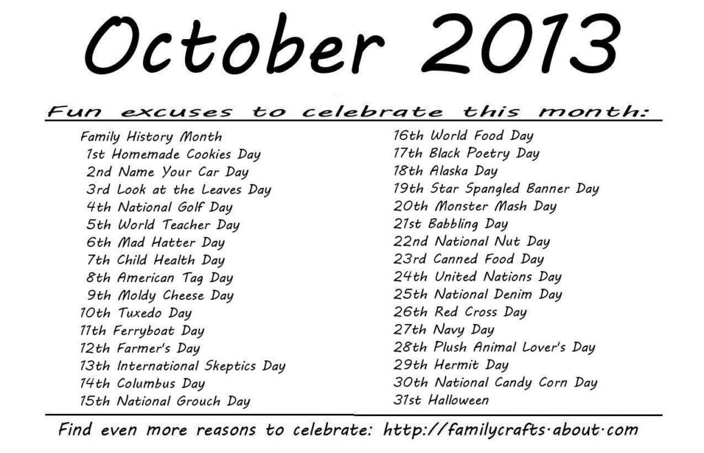 List Of Special Days In October 2025 Berry Stephie