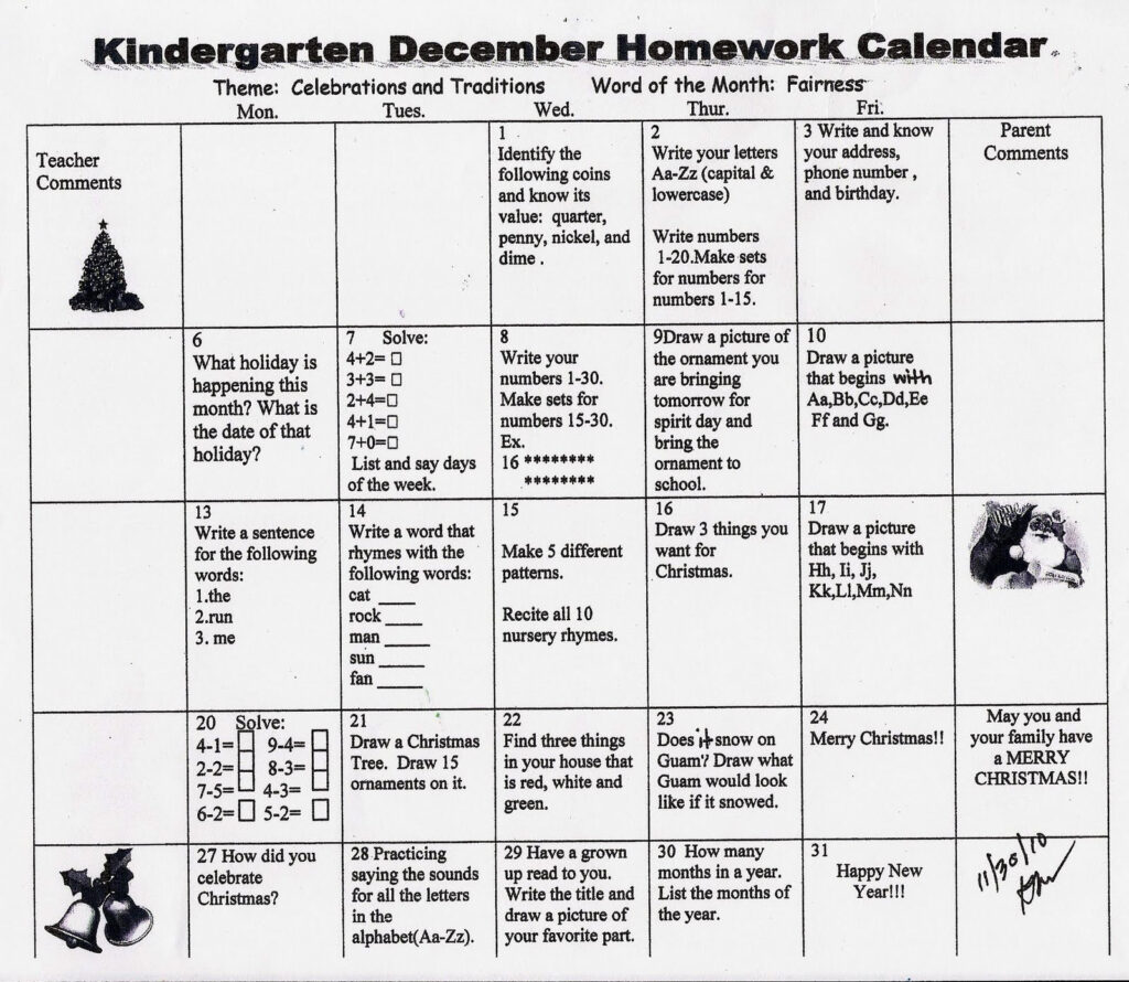 Lyndon Baines Johnson Elementary School Kindergarten December 