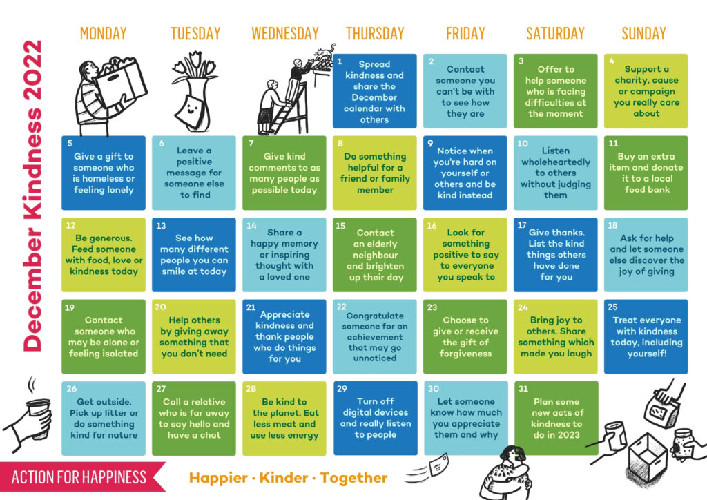 Mental Health Calendar December 2022 UTC Heathrow