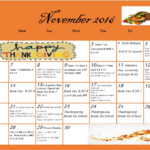 Middle School November Monthly Activity Calendar
