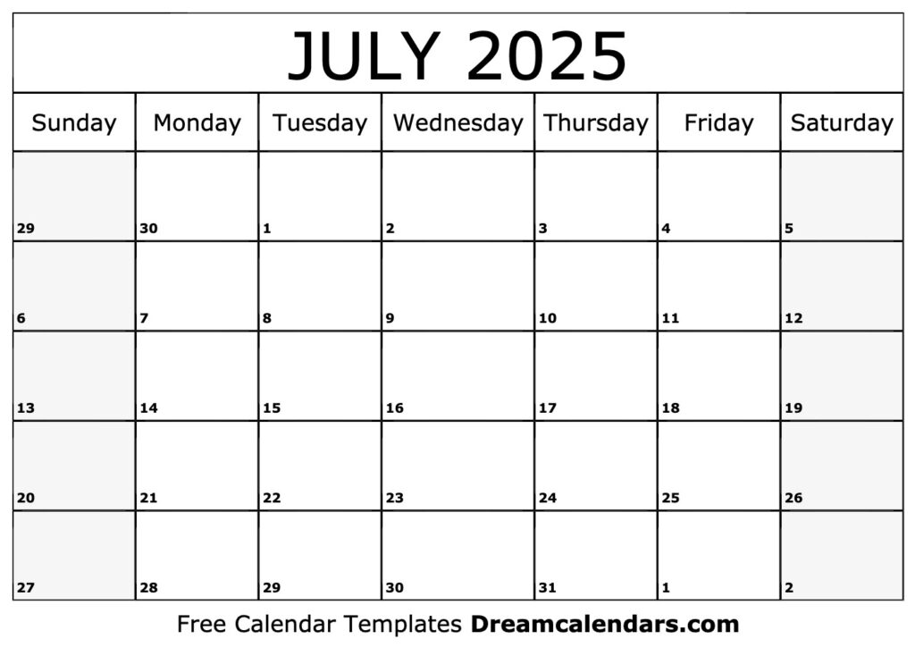 Monthly Calendar Jul Alyssa R Hone
