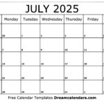 Monthly Calendar Jul Alyssa R Hone
