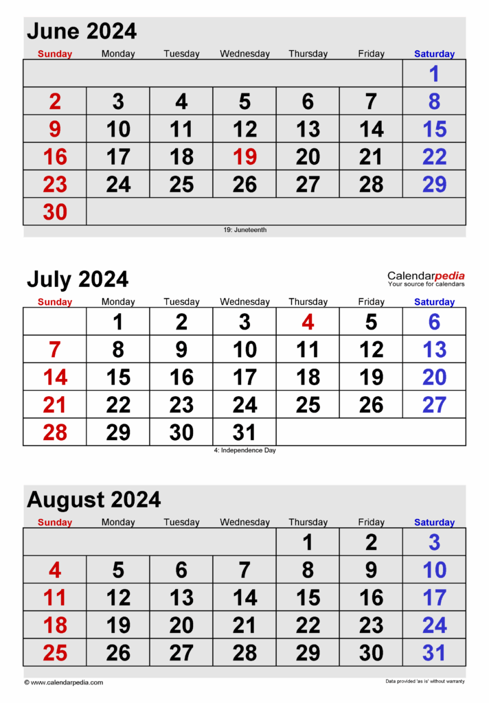 Monthly Calendar July 2024 June 2025 June 2024 Calendar With Holidays