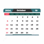 Monthly Calendar October 2024 With Transparent Vector October October