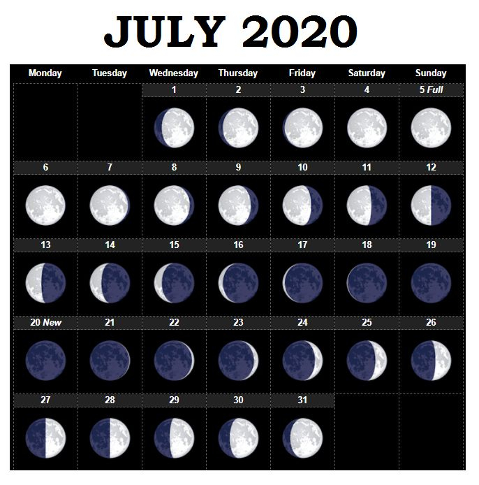 Moon Calendar July 2023 Printable Word Searches