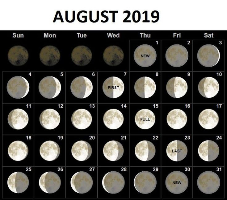Moon Phase Calendar August Printable Computer Tools