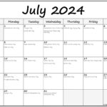 National Calendar July 2024 Calendar 2024 Printable Calendar 2025